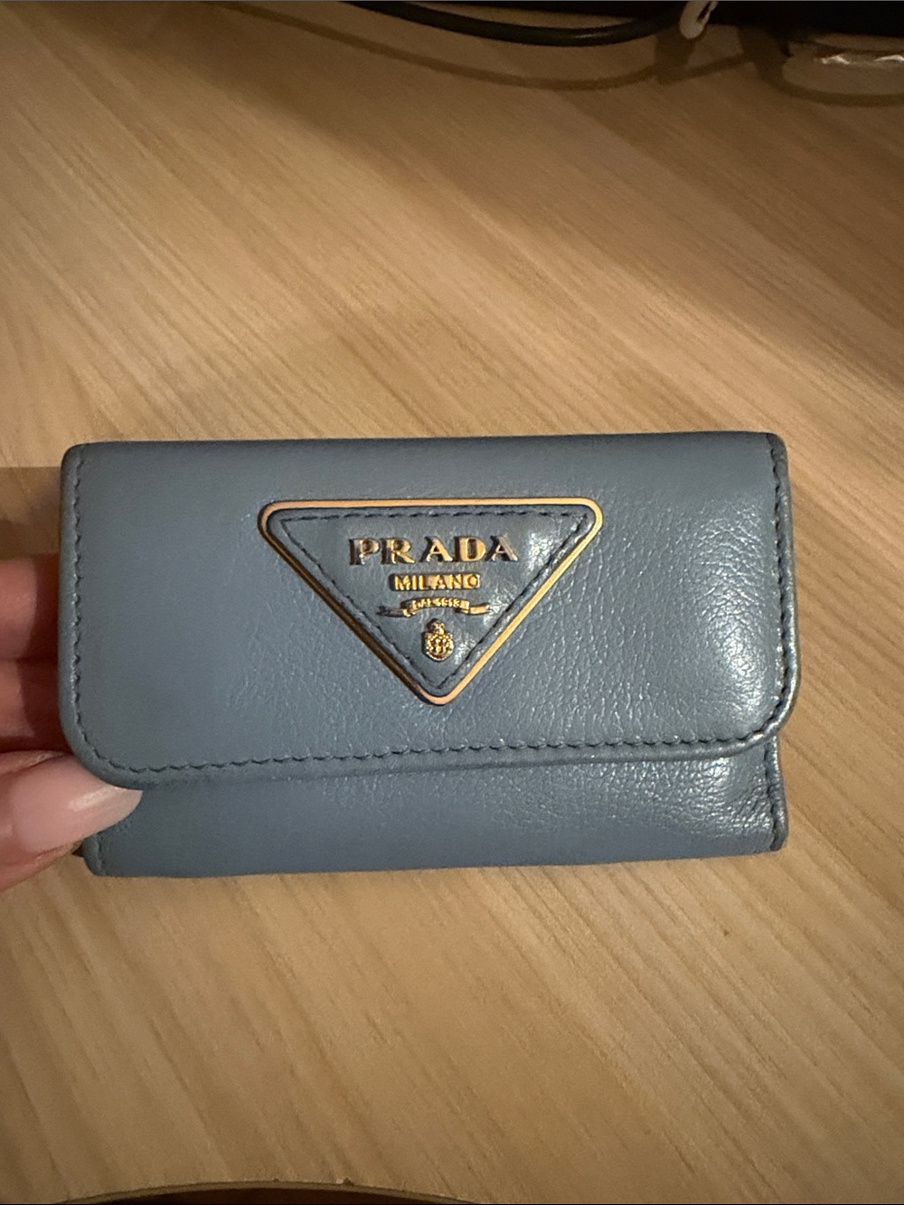 Prada Blue Leather Card & Key Holder